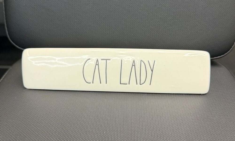 Desk decor Rae Dunn Cat Lady Ceramic Desk Plaque Sign -189-